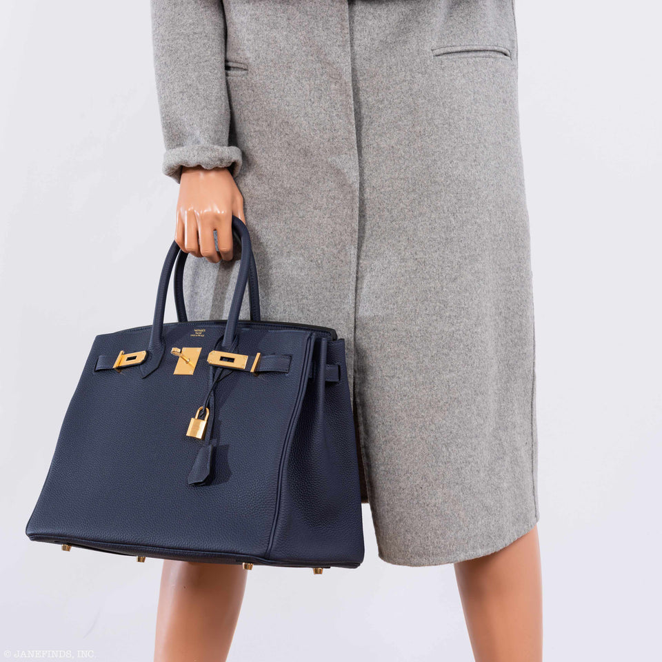 Hermes Birkin 35 Blue Nuit Togo Gold Hardware - 2019, D