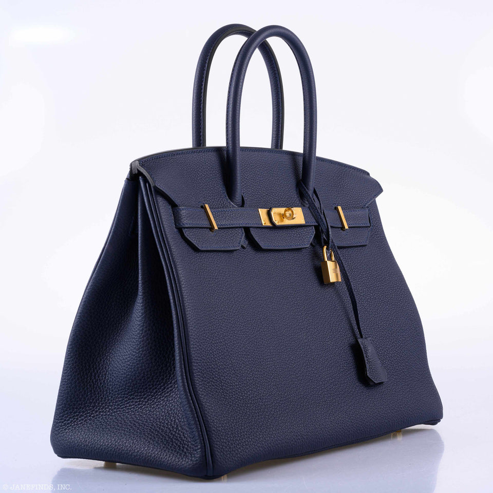 Hermes Birkin 35 Blue Nuit Togo Gold Hardware - 2019, D