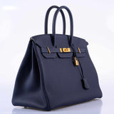 Hermes Birkin 35 Blue Nuit Togo Gold Hardware - 2019, D
