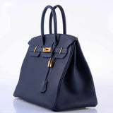 Hermes Birkin 35 Blue Nuit Togo Gold Hardware - 2019, D