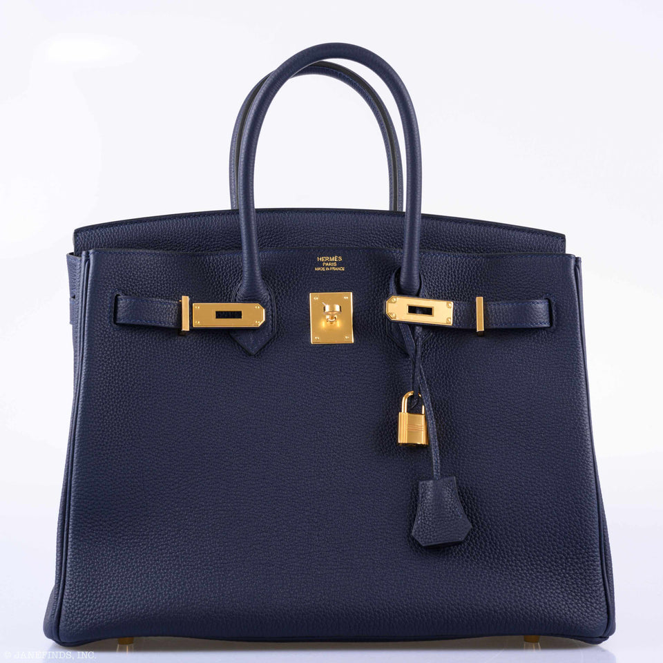 Hermes Birkin 35 Blue Nuit Togo Gold Hardware - 2019, D
