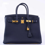 Hermes Birkin 35 Blue Nuit Togo Gold Hardware - 2019, D