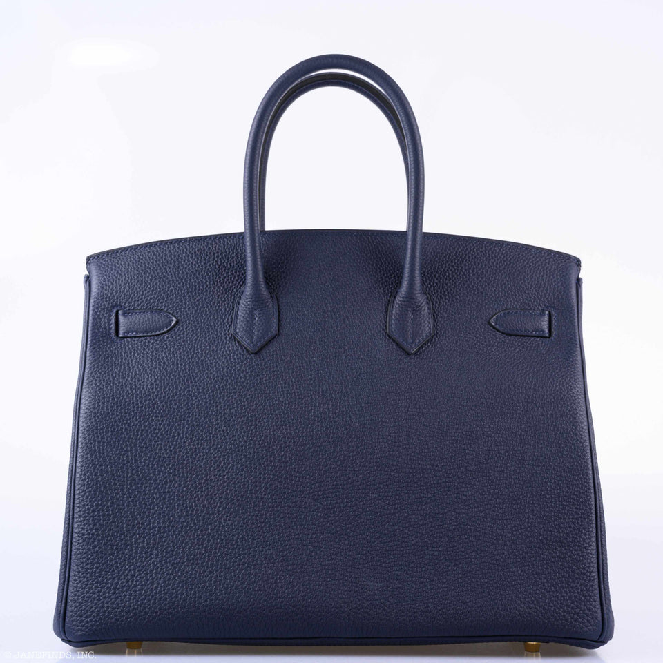 Hermes Birkin 35 Blue Nuit Togo Gold Hardware - 2019, D