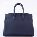 Hermes Birkin 35 Blue Nuit Togo Gold Hardware - 2019, D