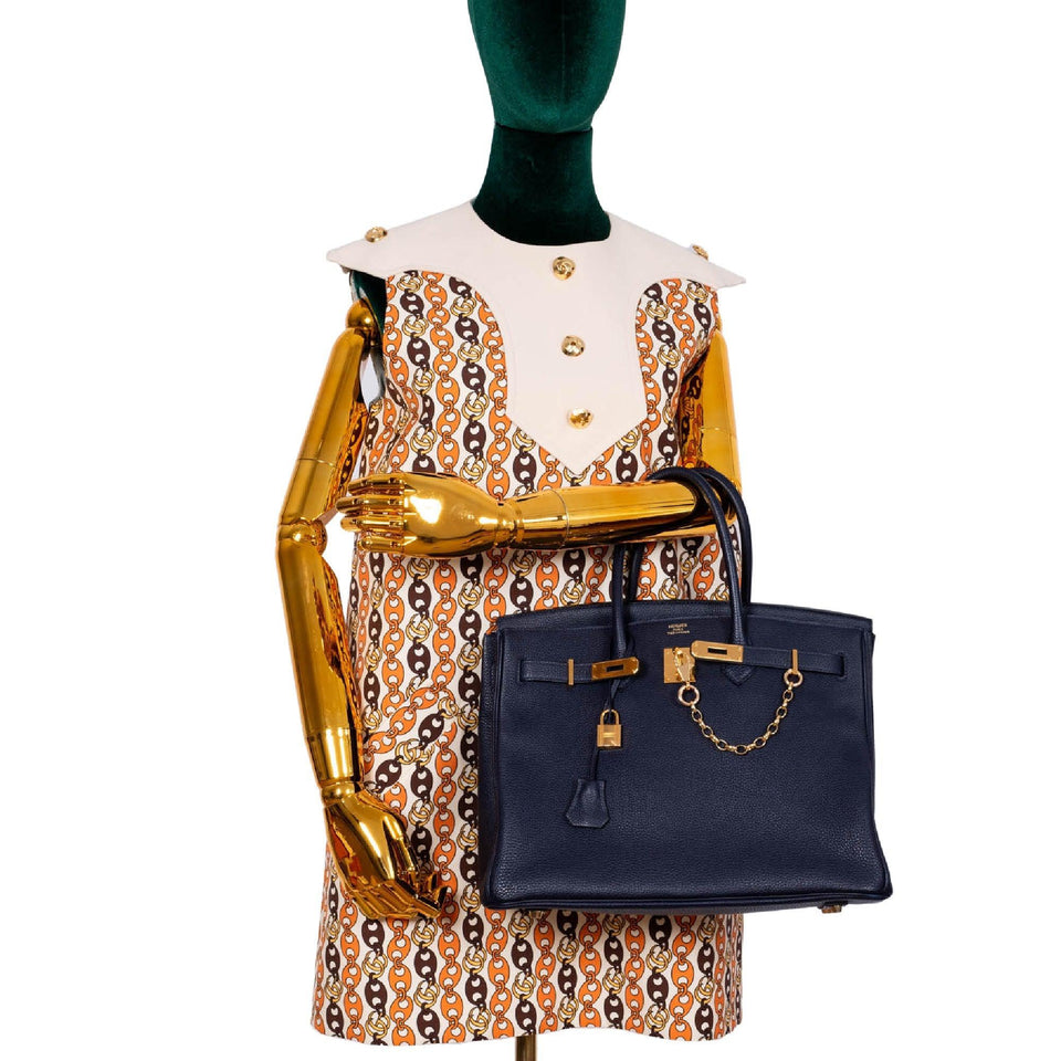 Hermes Birkin 35 Blue Nuit Togo with Gold Hardware
