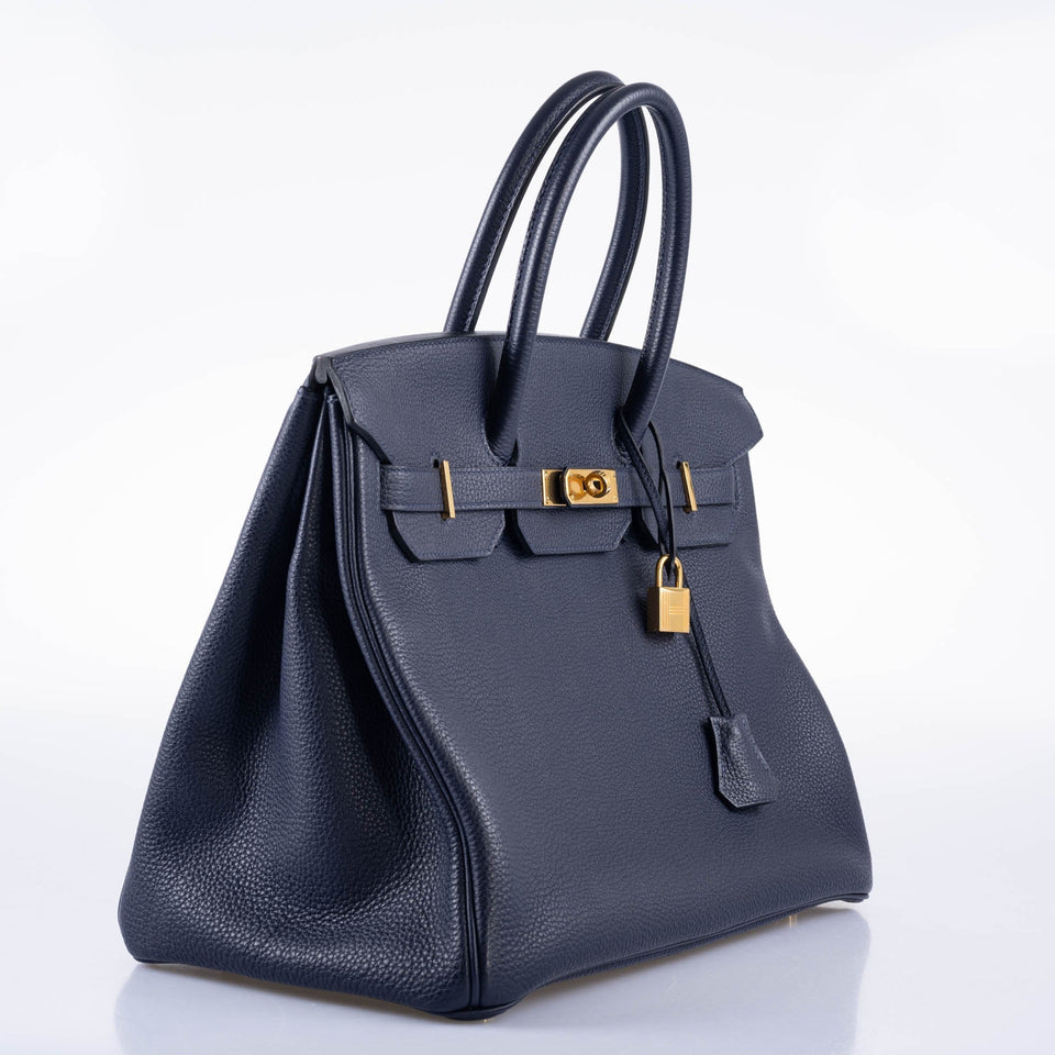 Hermes Birkin 35 Blue Nuit Togo with Gold Hardware
