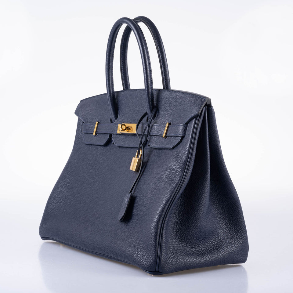 Hermes Birkin 35 Blue Nuit Togo with Gold Hardware