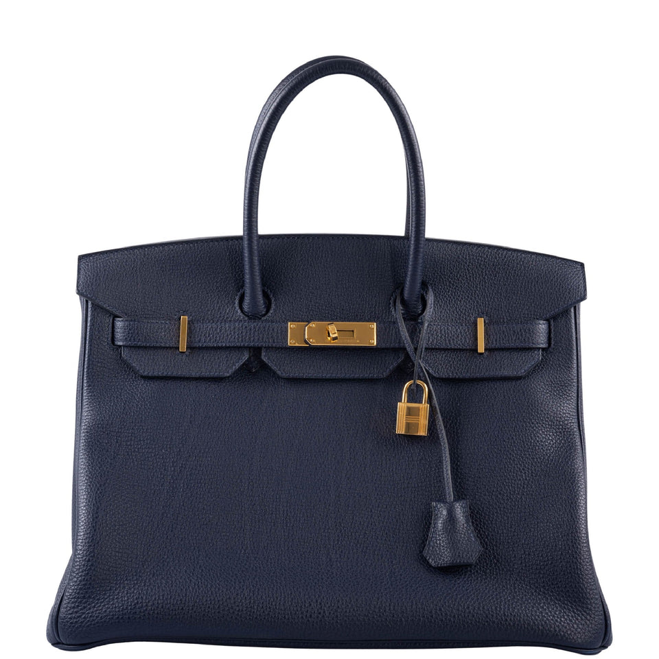 Hermes Birkin 35 Blue Nuit Togo with Gold Hardware