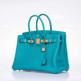 Hermes Birkin 35 Blue Paon Clemence Gold Hardware