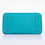 Hermes Birkin 35 Blue Paon Clemence Gold Hardware
