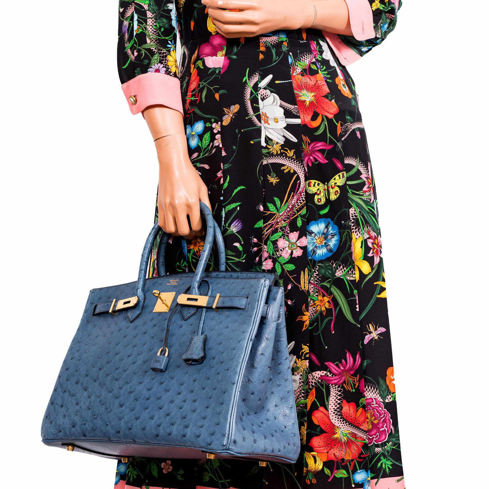 Hermes Birkin 35 Blue Roi Ostrich Gold Hardware