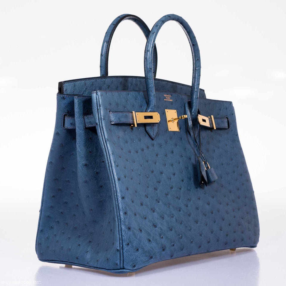Hermes Birkin 35 Blue Roi Ostrich Gold Hardware