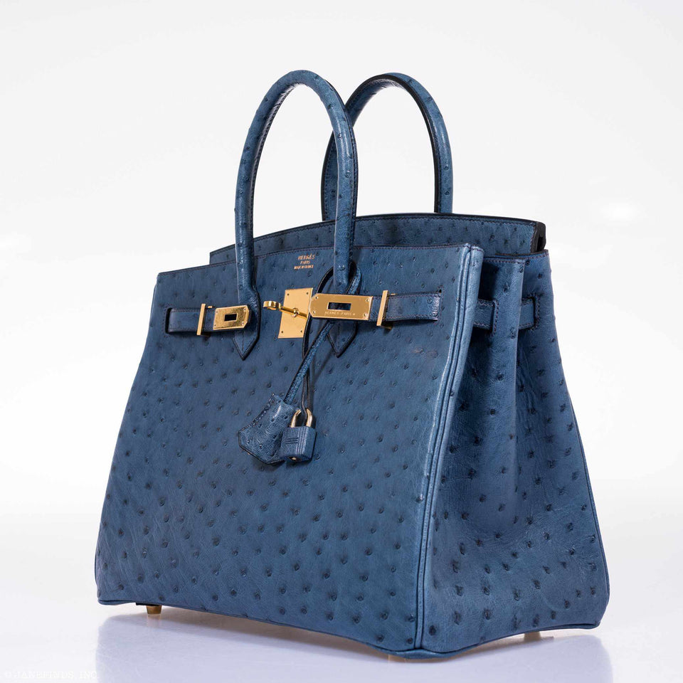 Hermes Birkin 35 Blue Roi Ostrich Gold Hardware
