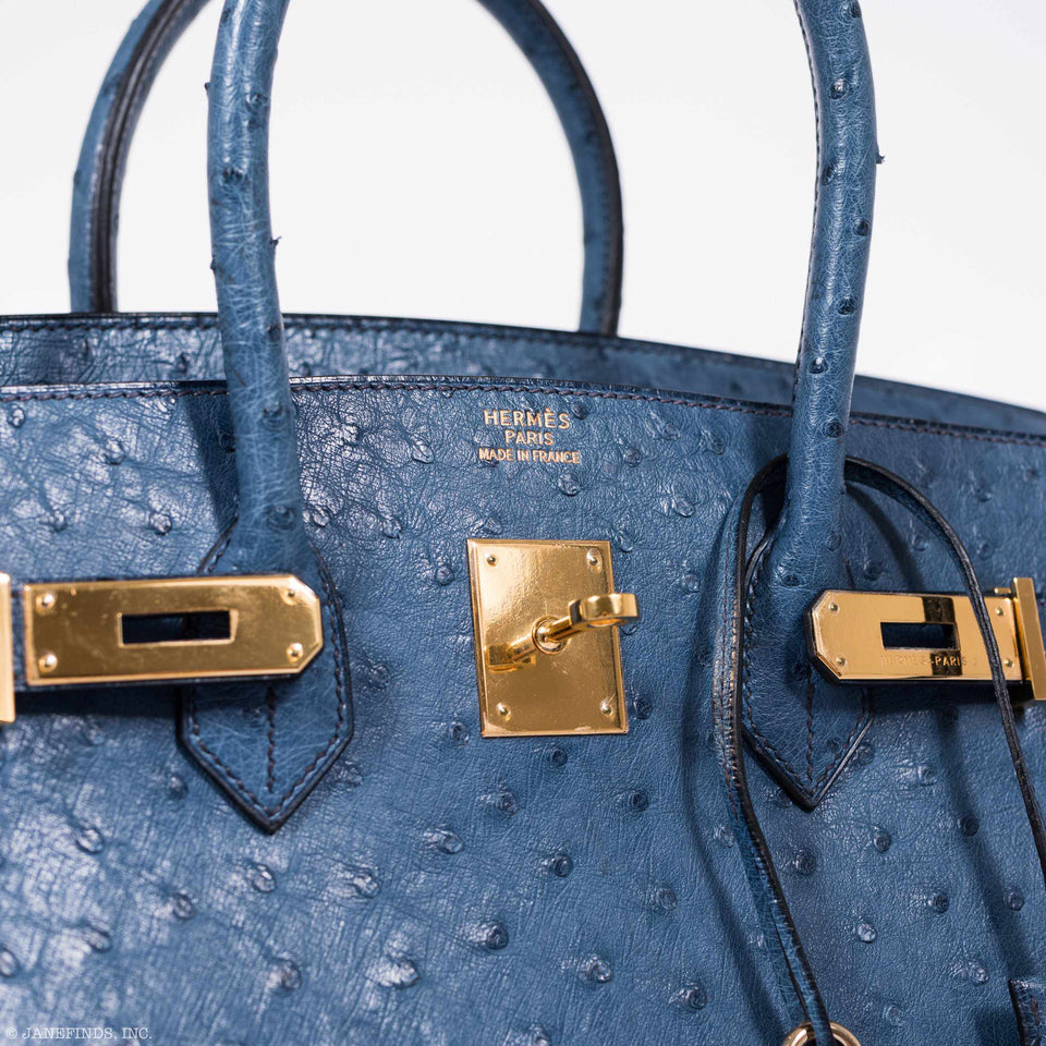 Hermes Birkin 35 Blue Roi Ostrich Gold Hardware