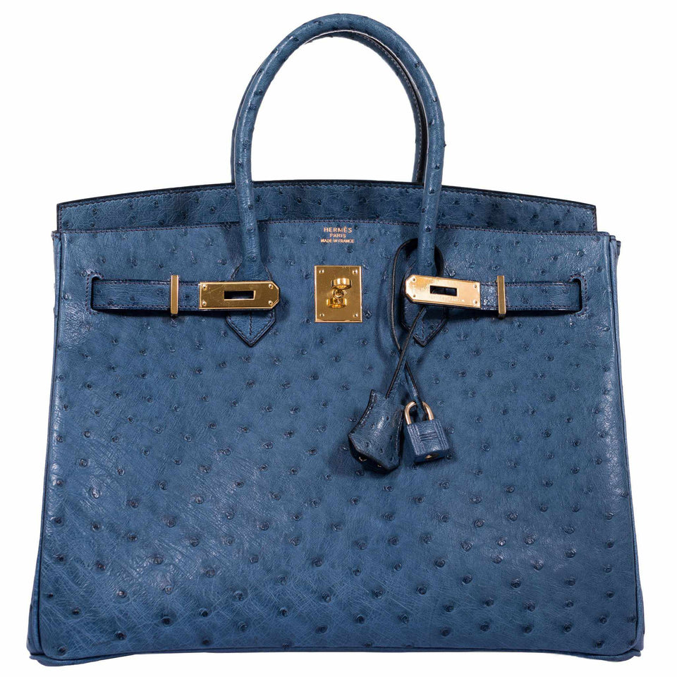 Hermes Birkin 35 Blue Roi Ostrich Gold Hardware