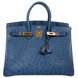 Hermes Birkin 35 Blue Roi Ostrich Gold Hardware