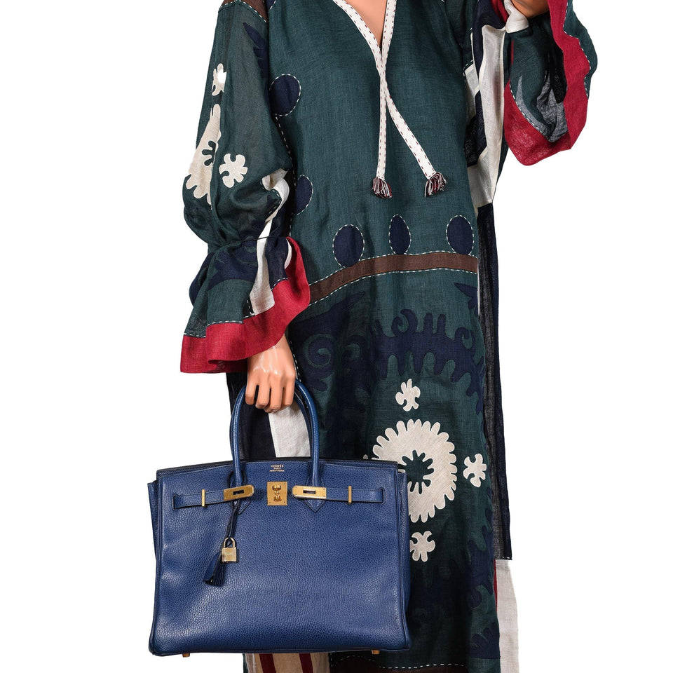 Hermes Birkin 35 Blue Saphire Ardennes leather Gold Hardware - Z Circle
