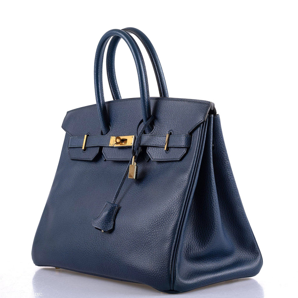 Hermes Birkin 35 Blue Saphire Ardennes leather Gold Hardware - Z Circle