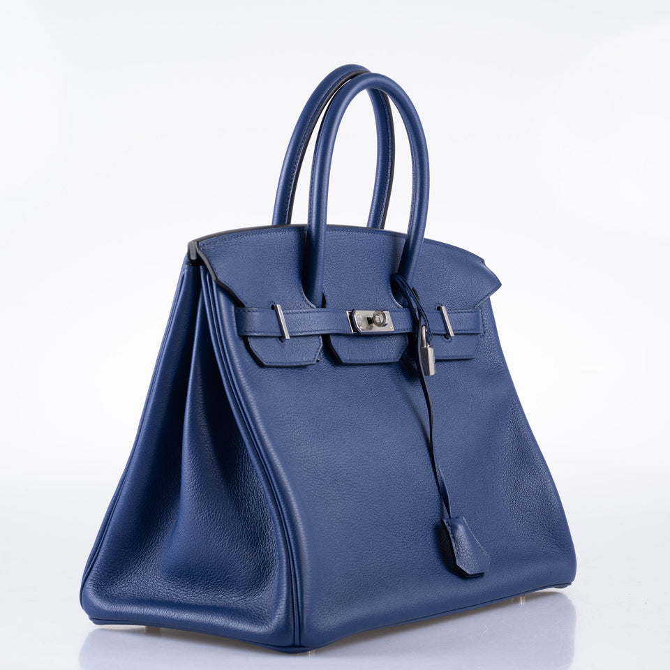Hermes Birkin 35 Blue Saphire Taurillon Novillo leather Palladium Hardware