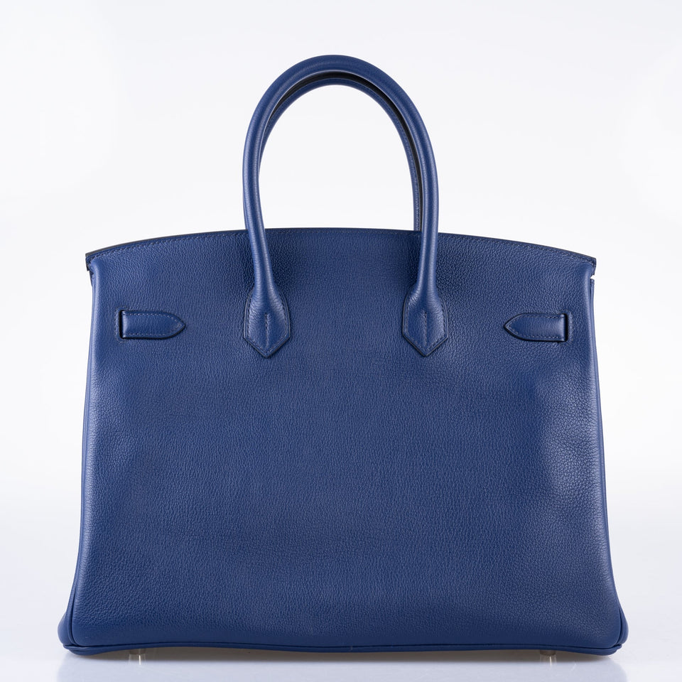 Hermes Birkin 35 Blue Saphire Taurillon Novillo leather Palladium Hardware