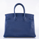 Hermes Birkin 35 Blue Saphire Taurillon Novillo leather Palladium Hardware