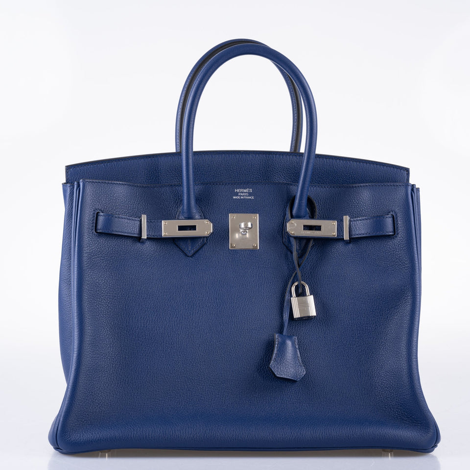 Hermes Birkin 35 Blue Saphire Taurillon Novillo leather Palladium Hardware
