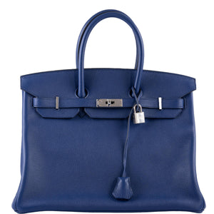 Hermes Birkin 35 Blue Saphire Taurillon Novillo leather Palladium Hardware