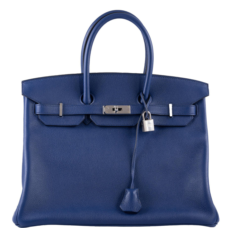 Hermes Birkin 35 Blue Saphire Taurillon Novillo leather Palladium Hardware