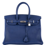 Hermes Birkin 35 Blue Saphire Taurillon Novillo leather Palladium Hardware