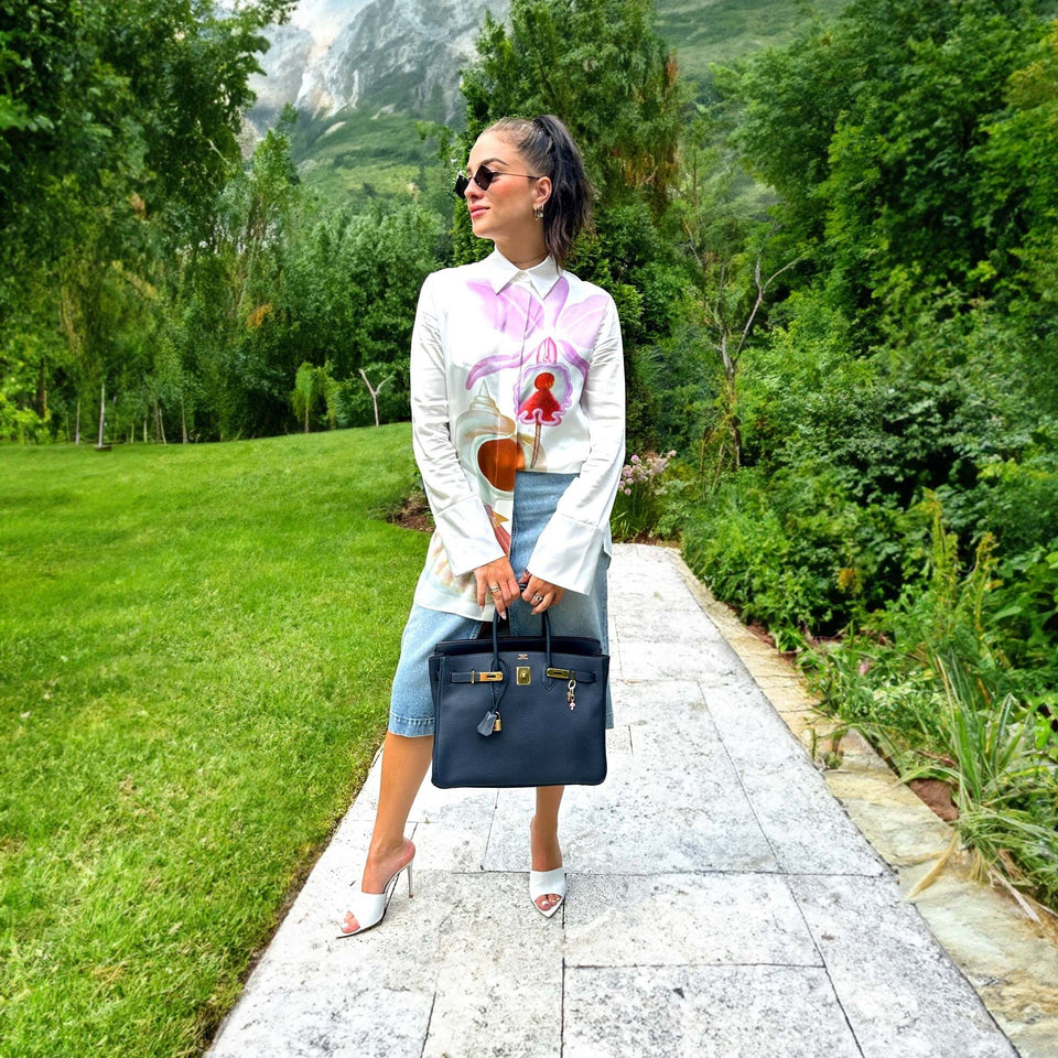 Hermes Birkin 35 Blue Sapphire Ardennes leather Gold Hardware