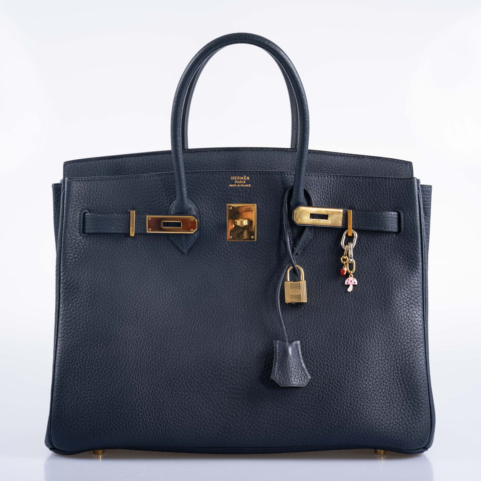 Hermes Birkin 35 Blue Sapphire Ardennes leather Gold Hardware