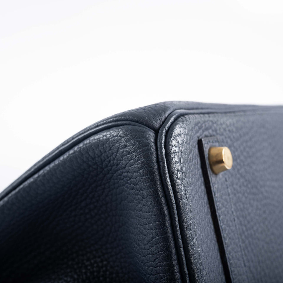 Hermes Birkin 35 Blue Sapphire Ardennes leather Gold Hardware