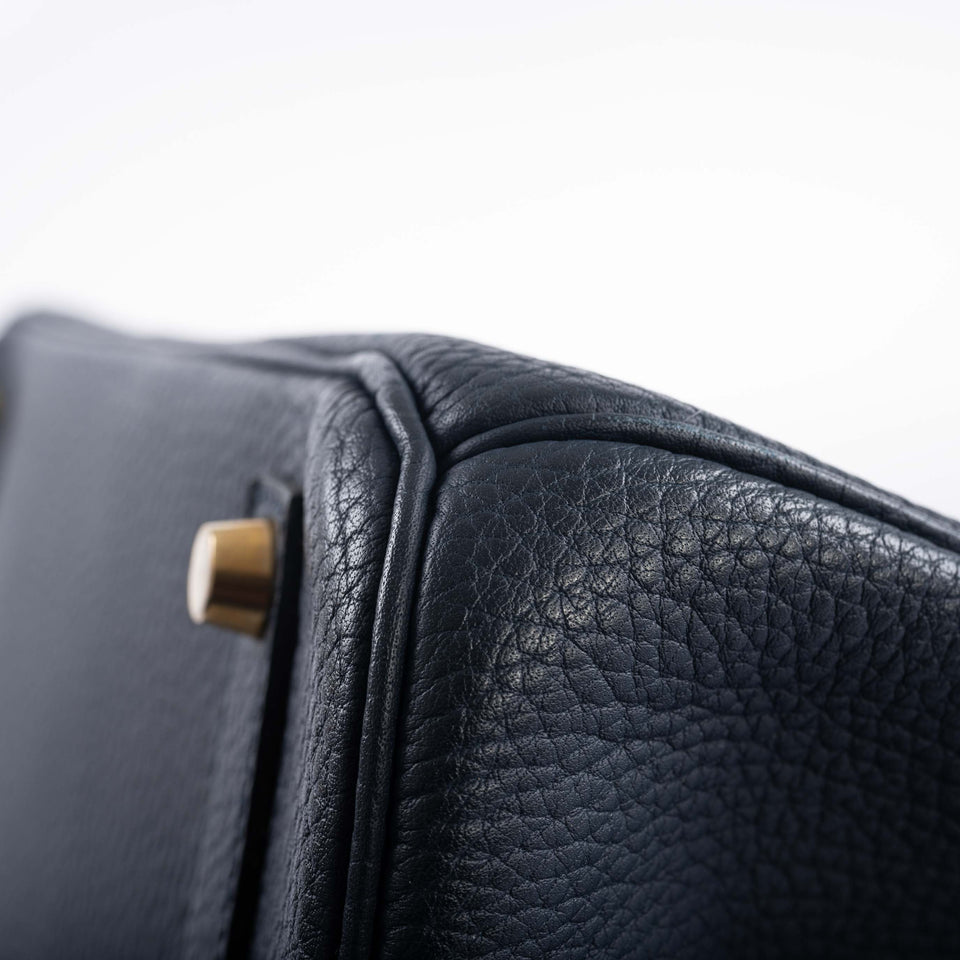 Hermes Birkin 35 Blue Sapphire Ardennes leather Gold Hardware