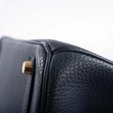 Hermes Birkin 35 Blue Sapphire Ardennes leather Gold Hardware