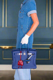Hermes Birkin 35 Blue Sapphire Novillo with 'Sea, Surf and Fun' Interior Palladium Hardware
