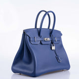 Hermes Birkin 35 Blue Sapphire Novillo with 'Sea, Surf and Fun' Interior Palladium Hardware