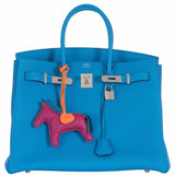 Hermes Birkin 35 Blue Zanzibar Togo Palladium Hardware
