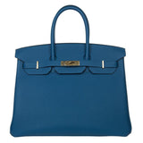 Hermes Birkin 35 Blue de Galice Gold Hardware