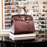 Hermes Birkin 35 Bordeaux Epsom Palladium Hardware