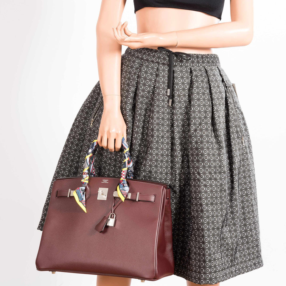 Hermes Birkin 35 Bordeaux Epsom Palladium Hardware