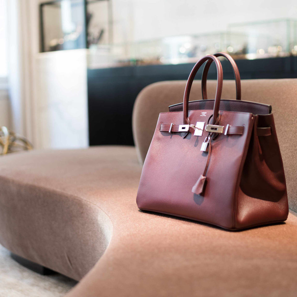 Hermes Birkin 35 Bordeaux Epsom Palladium Hardware