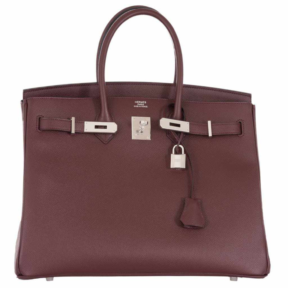 Hermes Birkin 35 Bordeaux Epsom Palladium Hardware