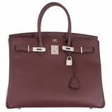 Hermes Birkin 35 Bordeaux Epsom Palladium Hardware
