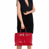Hermes Birkin 35 Braise Porosus Crocodile Palladium Hardware