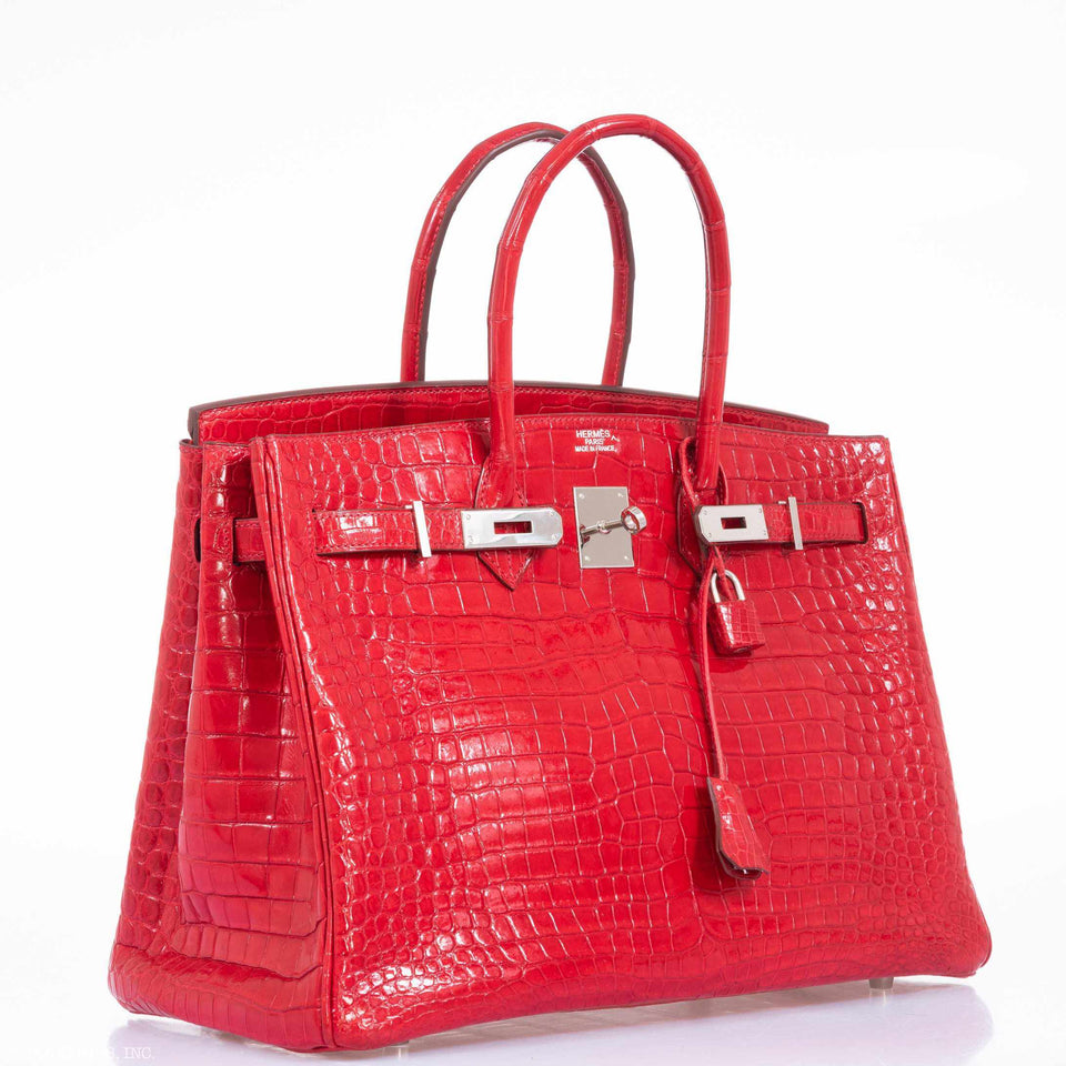 Hermes Birkin 35 Braise Porosus Crocodile Palladium Hardware
