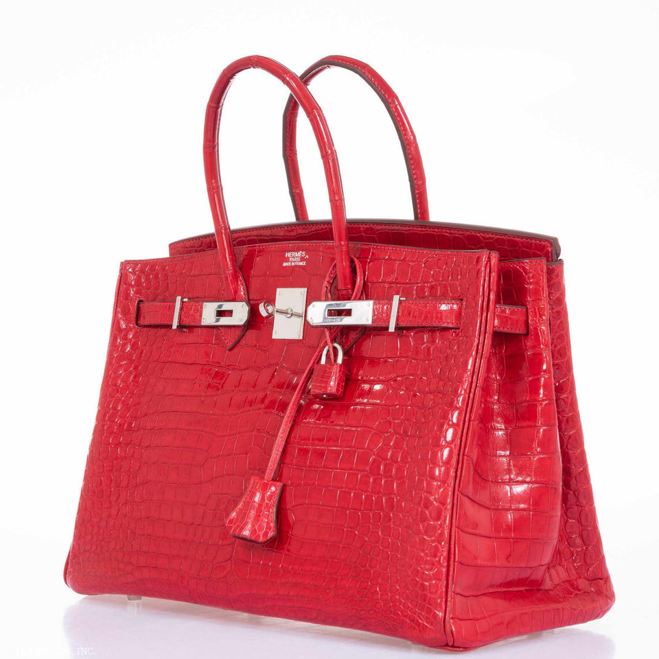 Hermes Birkin 35 Braise Porosus Crocodile Palladium Hardware