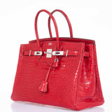 Hermes Birkin 35 Braise Porosus Crocodile Palladium Hardware