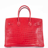 Hermes Birkin 35 Braise Porosus Crocodile Palladium Hardware