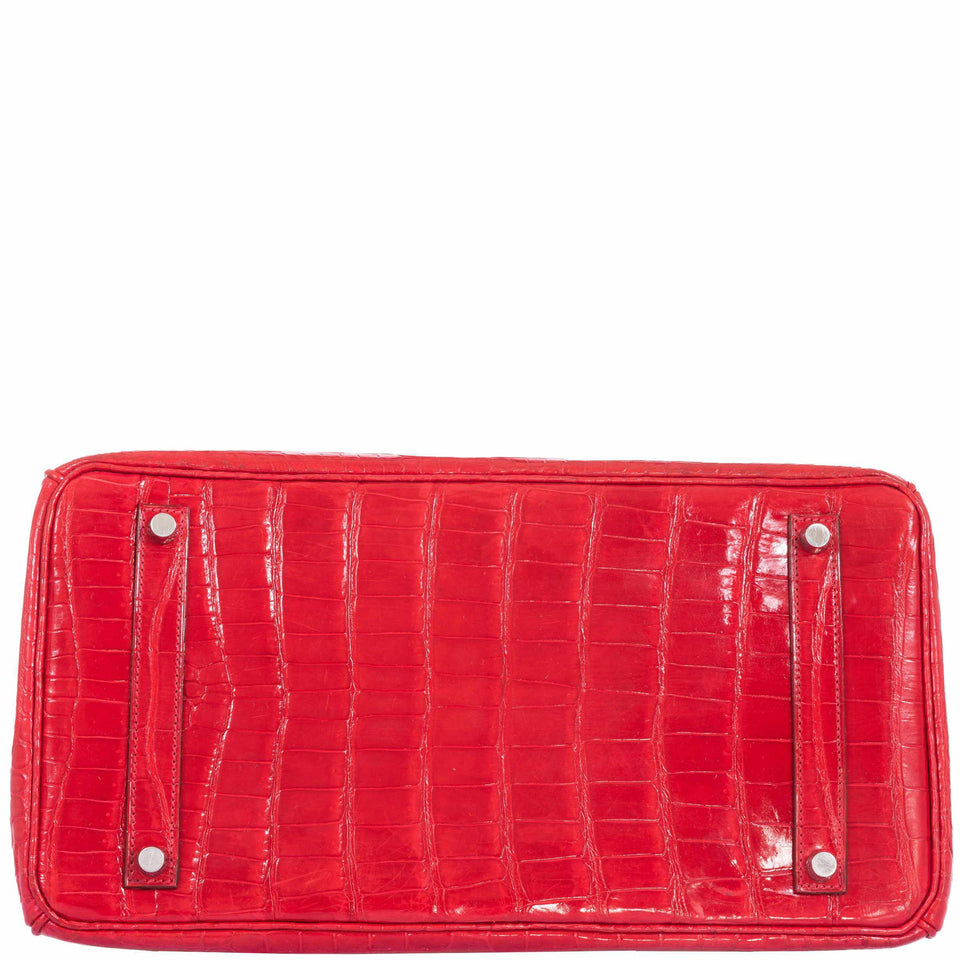 Hermes Birkin 35 Braise Porosus Crocodile Palladium Hardware