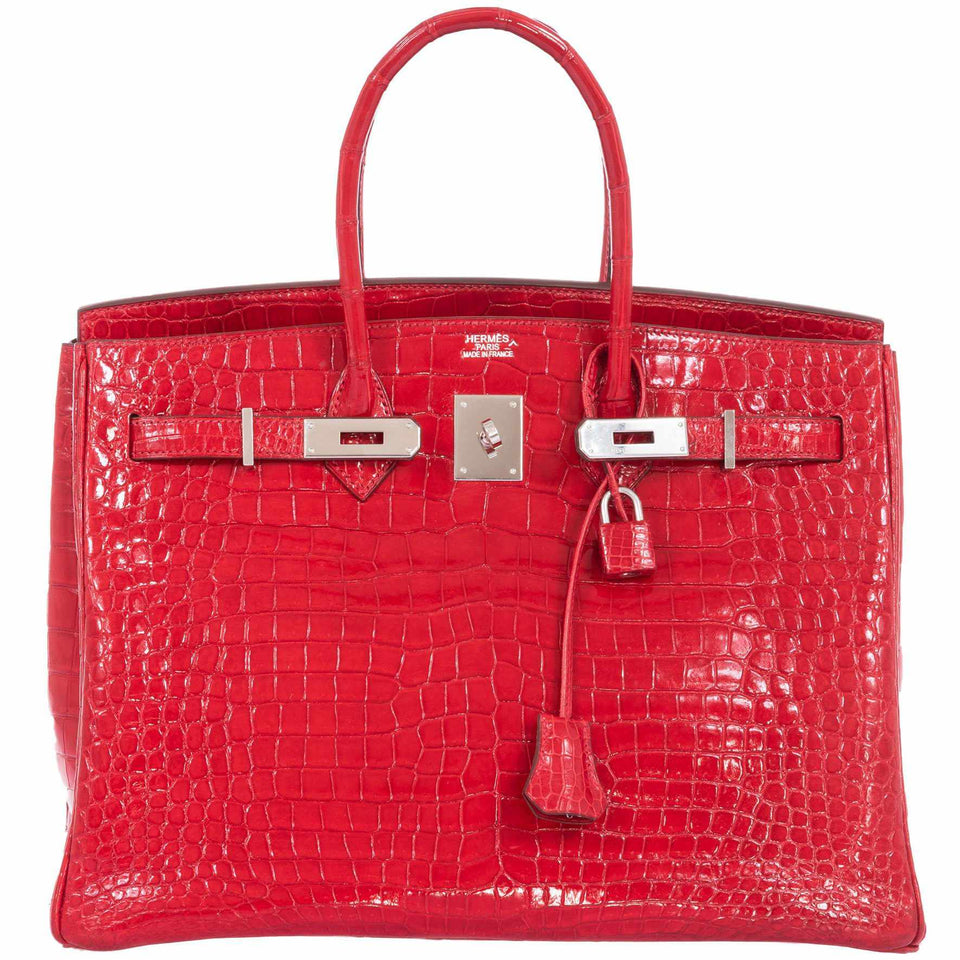 Hermes Birkin 35 Braise Porosus Crocodile Palladium Hardware